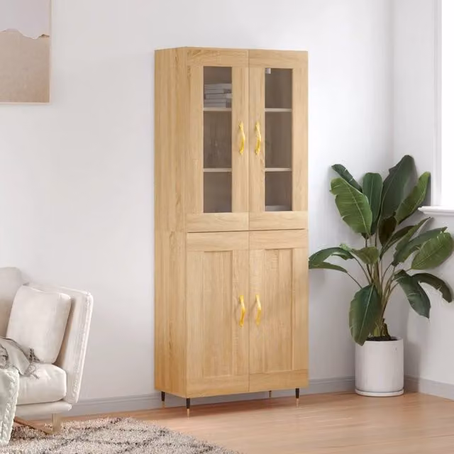Credenza-Buffet-Armadio da cucina Rovere Sonoma 69,5x34x180 cm in Legno Multistrato 307465
