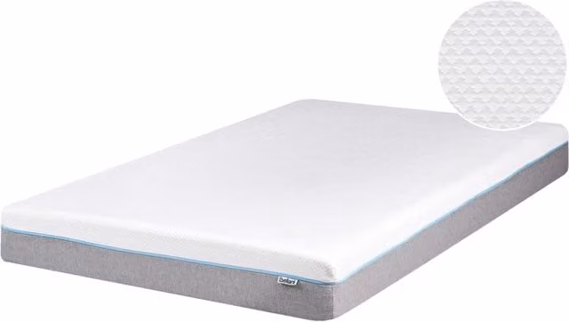 Materasso in Memory Foam Beliani Bianco e Grigio con Rivestimento Rimovibile L: 140 cm, P: 200 cm, H: 20 cm