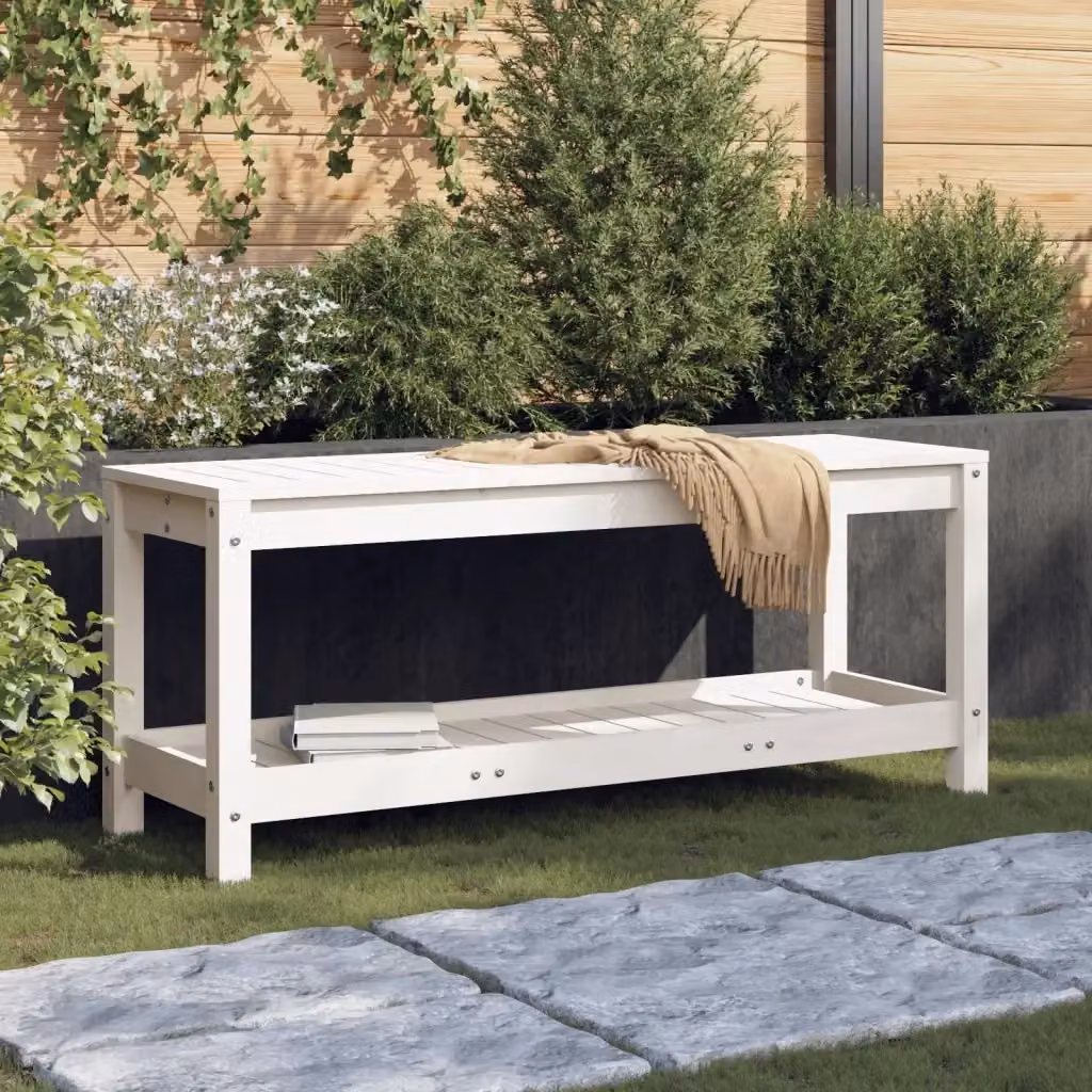 Panchina da giardino in legno di pino bianco stile rustico L: 108 cm, P: 35 cm, H: 45 cm – 2