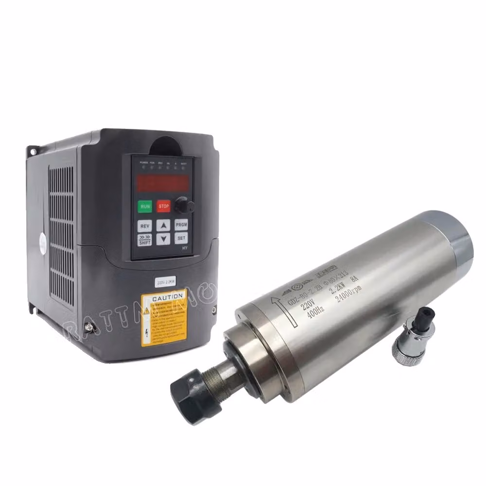 Motore mandrino CNC, potenza 2,2 kW, raffreddamento a liquido, mandrino di precisione ER20, con inverter VFD a 220V