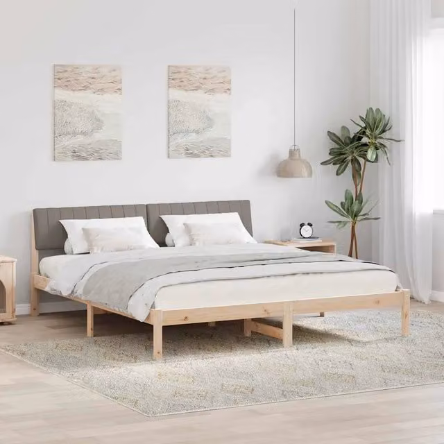 Struttura del letto con testiera-Giroletto con Testiera Marrone e taupe 180 x 200 cm 503229