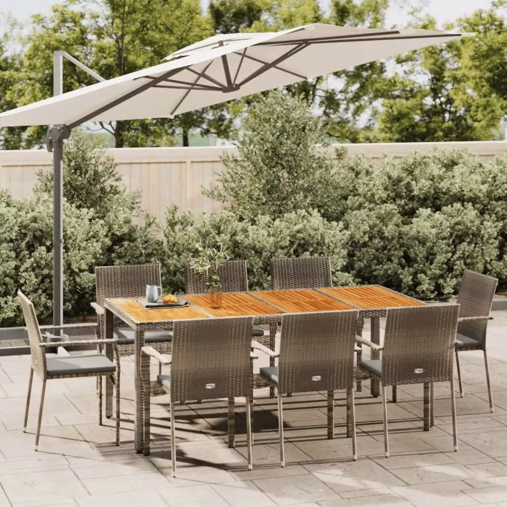 Maison Exclusive - Set da pranzo da giardino 9 pezzi con cuscini in polyrattan grigio