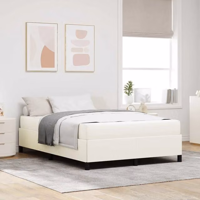 Struttura del letto con materasso-Giroletto Crema 140 x 190 cm Tessuto 373327