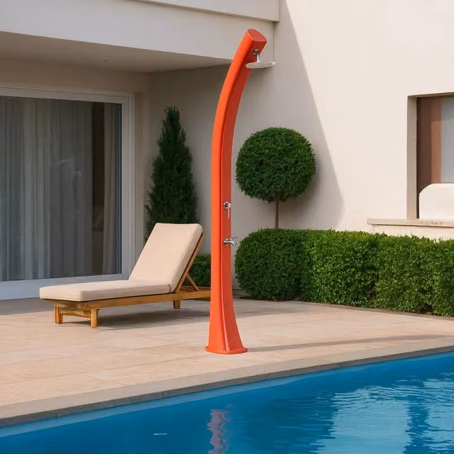 STARMATRIX Doccia Solare Rossa in Polietilene HD Alta 226 cm Capacita 40 Litri Soffione Circolare di 1524 cm con Lavapiedi Modello Rio xxl Red