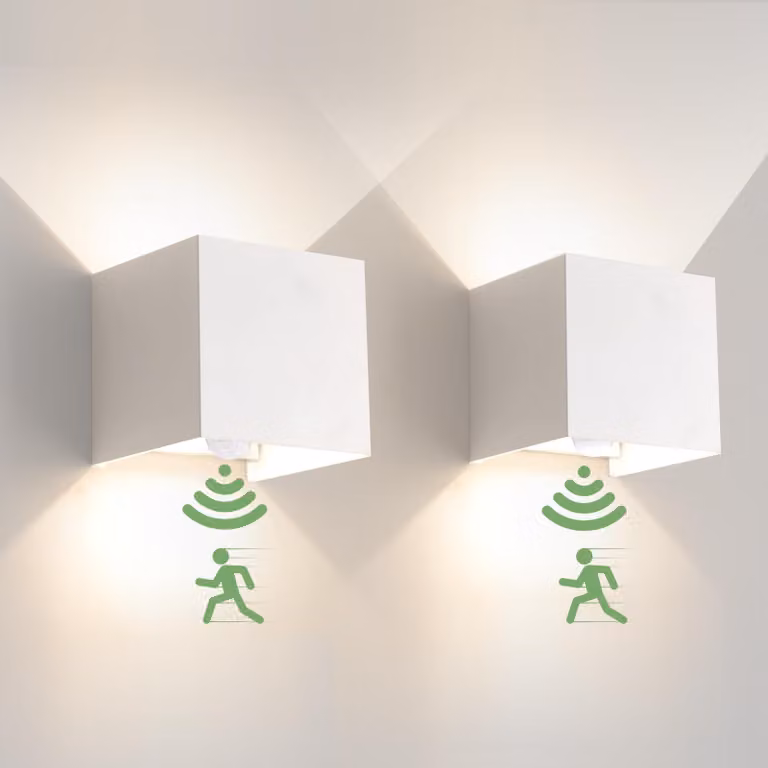 Lampada da parete a LED, 6W, con sensore di movimento, 4000K, bianca