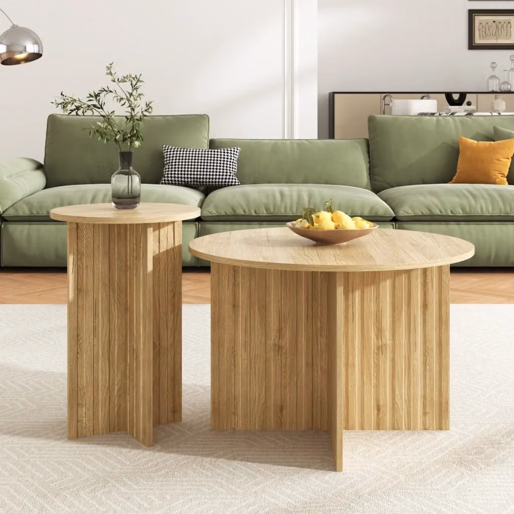 Set di 2 tavolini nidificanti Zephmum in stile scandinavo color marrone con finitura opaca e struttura in MDF – 2