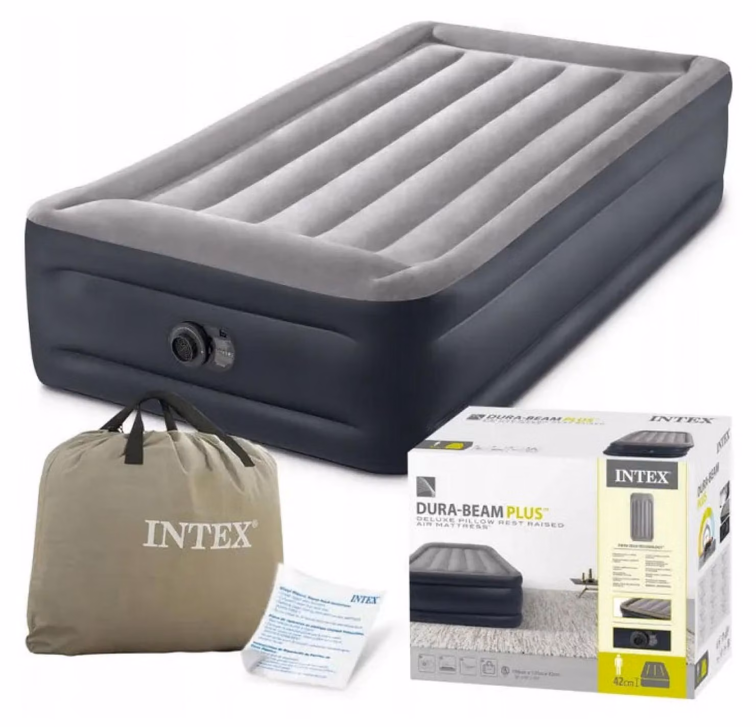 Materasso gonfiabile singolo, 191x99x42 cm, con pompa elettrica integrata, marca INTEX, modello 64132