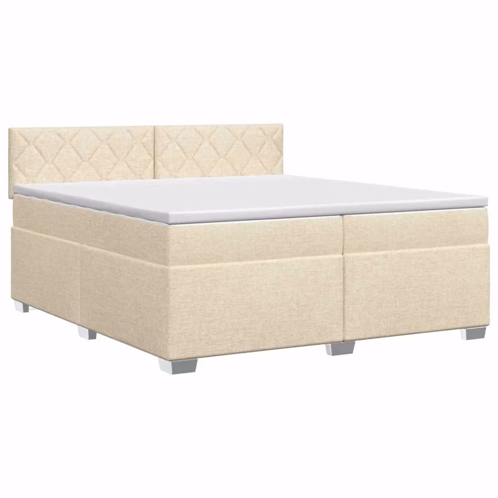 Letto box spring con materasso ibrido vidaXL in tessuto beige e bianco L/P: 200 x 200 cm – 2