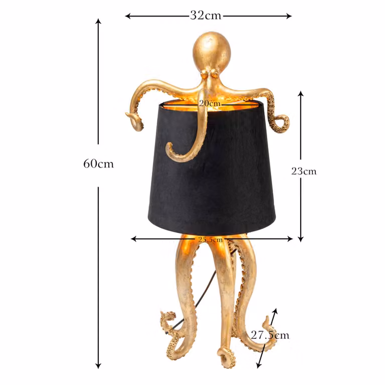 KARE Lampada da tavolo Octopus, Ottone / Oro, Soggiorno / Sala da pranzo, Tessuto / Stoffa / Seta, Moderno, Lampada da tavolo