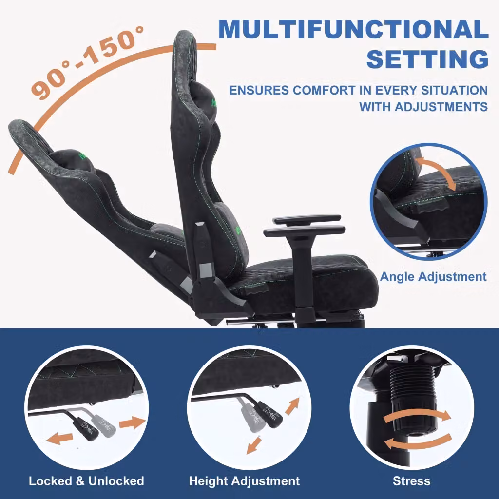 Poltrona da Gaming Minimal in Similpelle Nera con Poggiatesta e Braccioli – 2