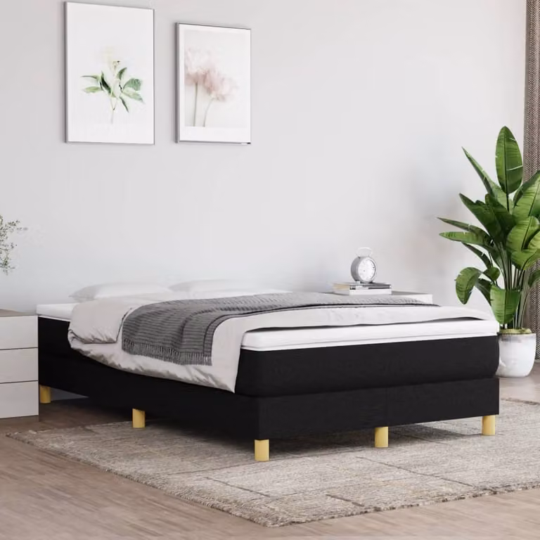 The Living Store Letto Boxspring nero 120x200 cm tessuto