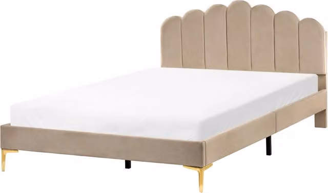 Letto matrimoniale 160 x 200 cm velluto Gambe in metallo tortora con testiera e base a doghe
