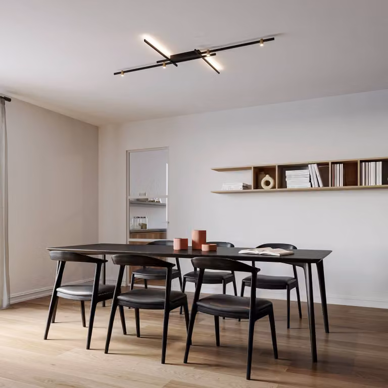 Wever & Ducré Lighting Plafoniera soffitto Trace Grid 2.0, dimmerabile, Nero, Soggiorno / Sala da pranzo, Alluminio, Moderno, Plafoniera