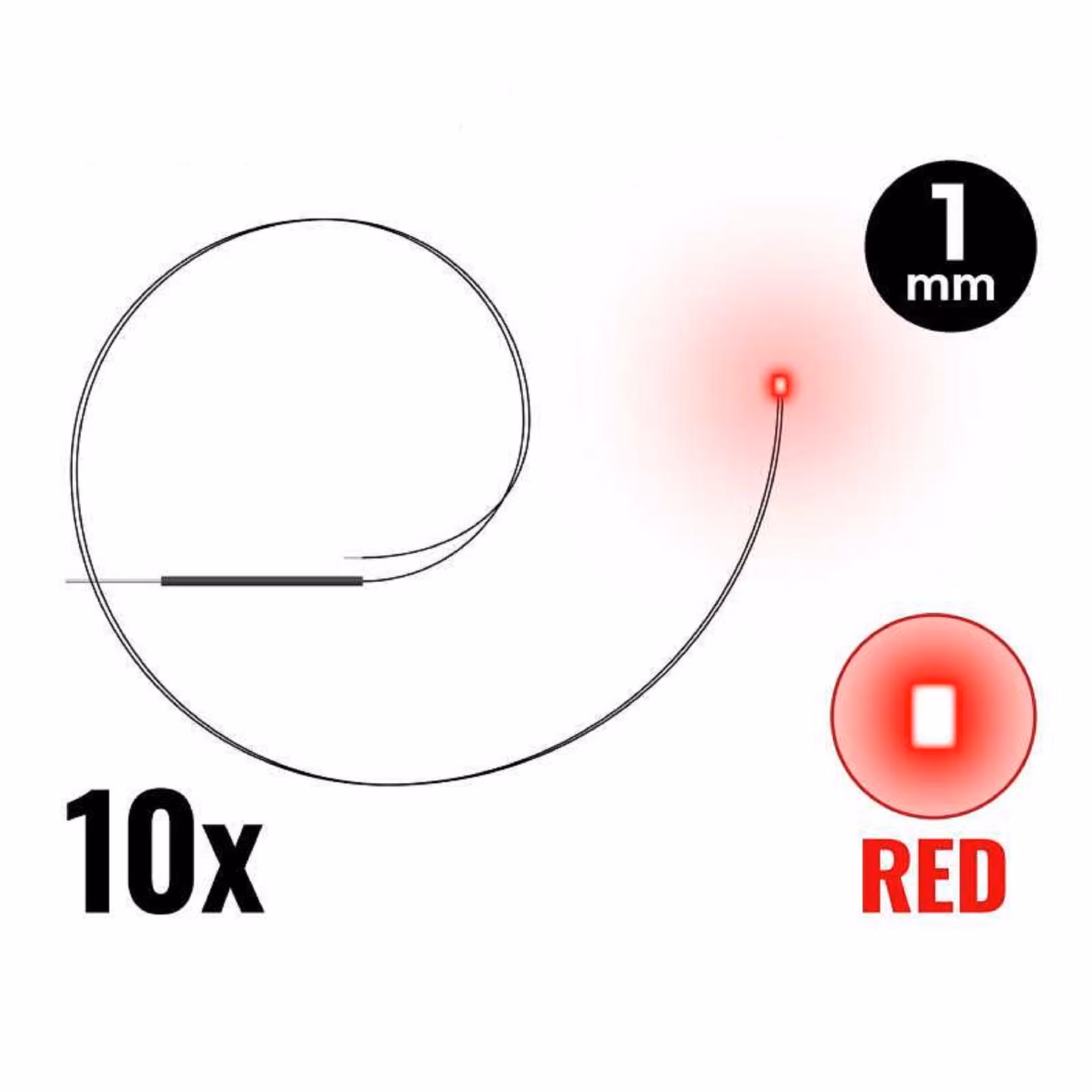 Green Stuff World - LED, colore rosso, 1 mm (confezione da 10 pezzi)