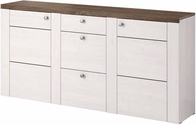 Buffet design 175cm per soggiorno colore bianco effetto legno e quercia collezione SANTIAGO.