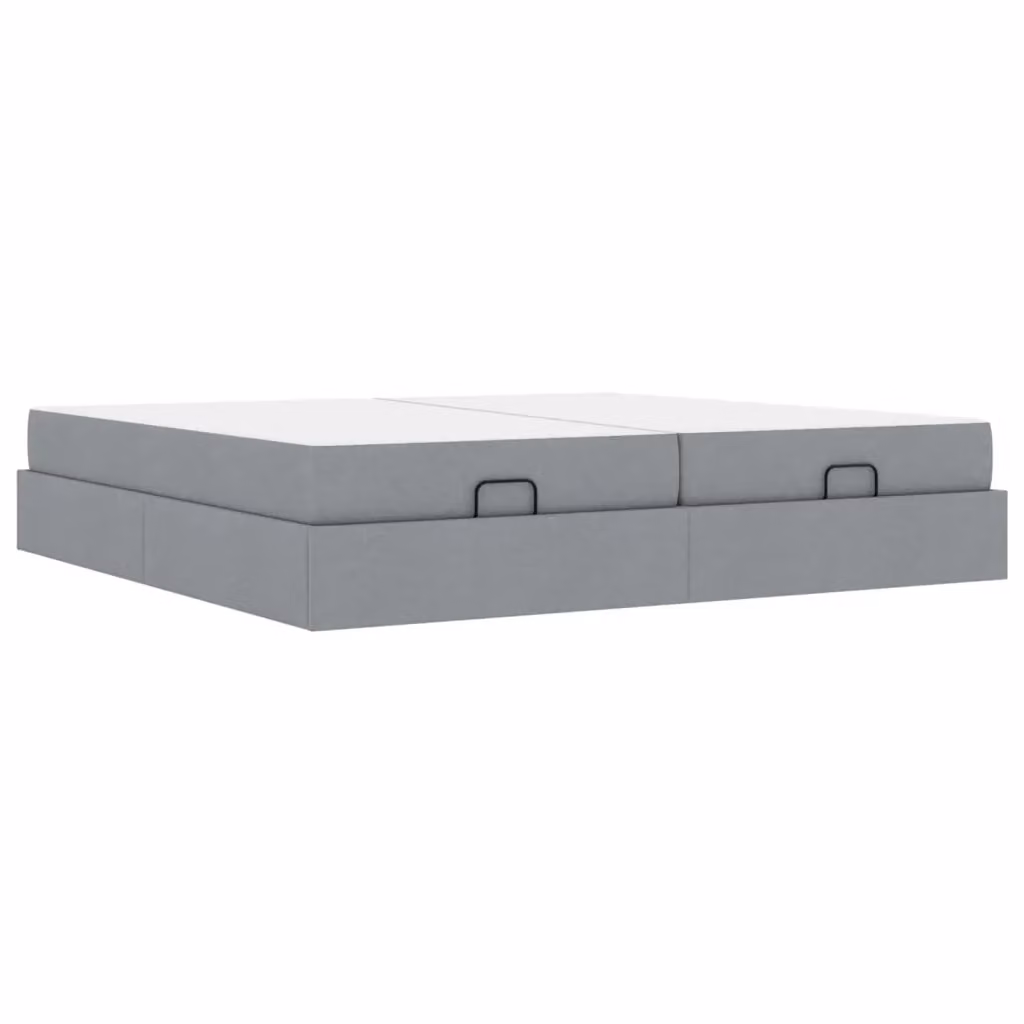 Letto matrimoniale con materasso in schiuma vidaXL, struttura imbottita in tessuto grigio con cassetti, L 200 cm x P 200 cm x H 43,5 cm – 2