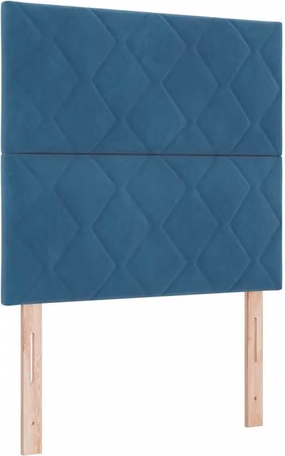 Letto singolo | Letto per adulti | Letto a Sorgente LED con testiera Blu Scuro 90 x 190 cm Velluto