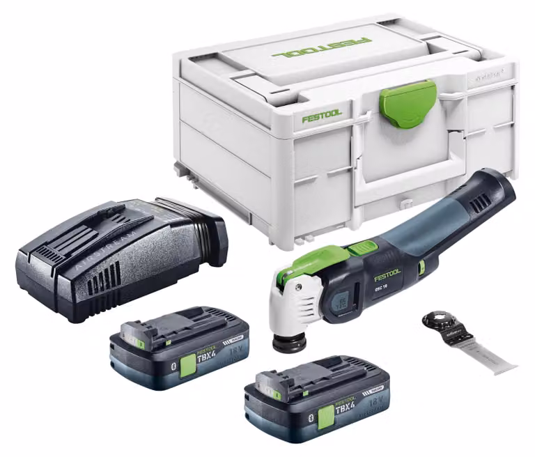 Festool OSC 18 E-Basic Oscillatore a batteria 18 V Starlock Max Brushless + 2x batteria 4,0 Ah + caricabatterie rapido + Systainer