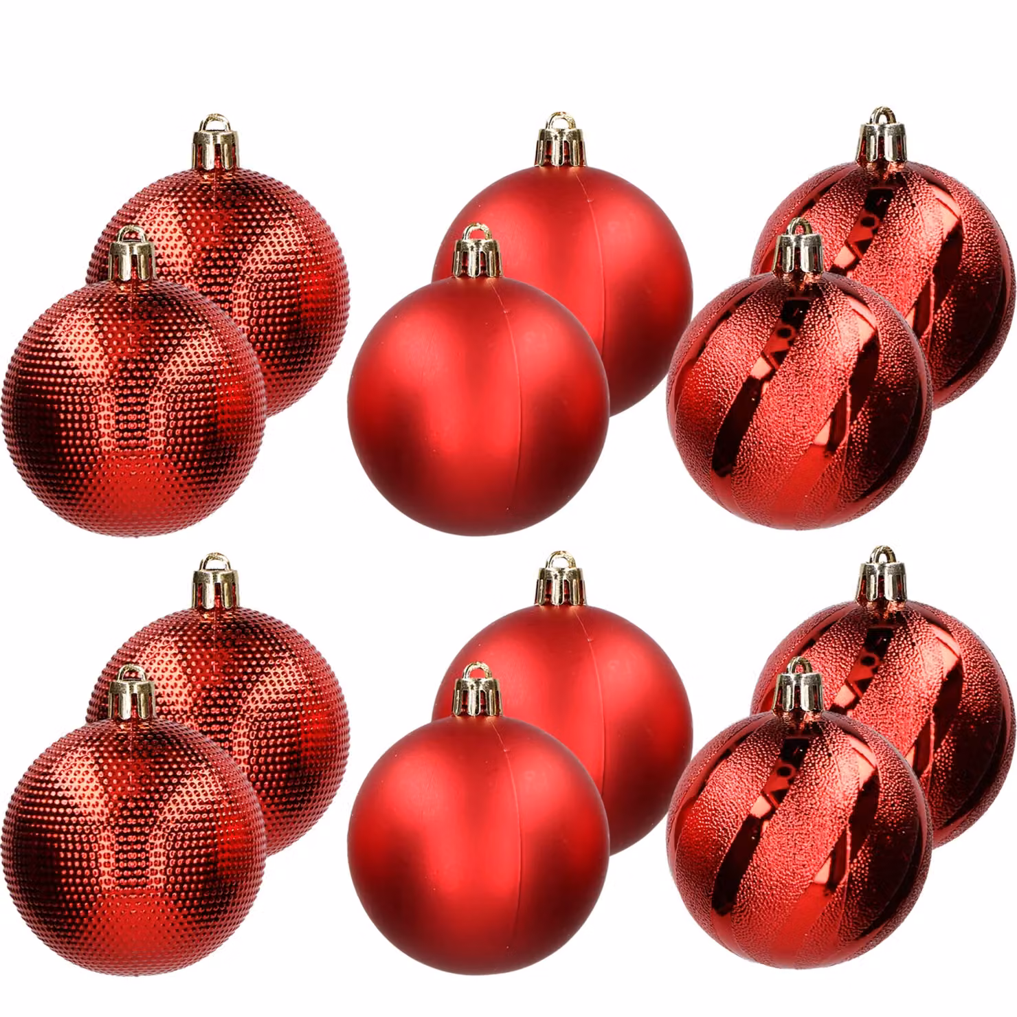 Set di 12 palline di Natale VESTIAMO CASA rosse con decorazioni geometriche e diametro: 8 cm – 1