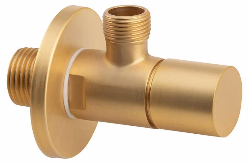 Valvola ad angolo Sapho con manopola, rotonda, 1/2" x 3/8", oro opaco
