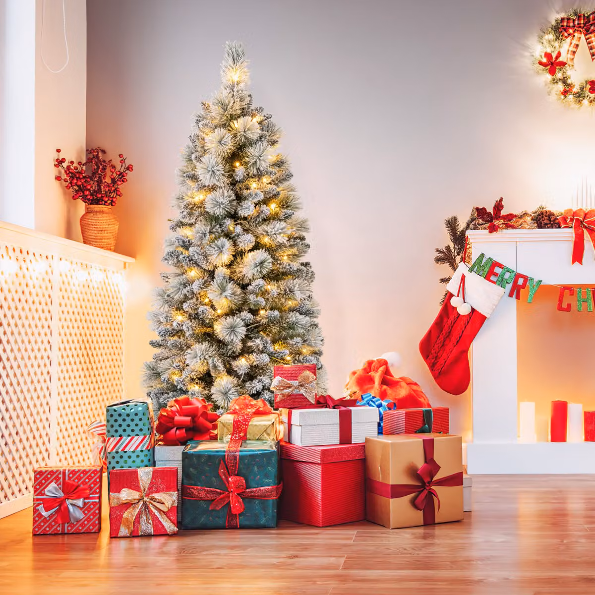 Albero di Natale gonfiabile Costway con luci LED bianco caldo e decorazioni Babbo Natale e Orso