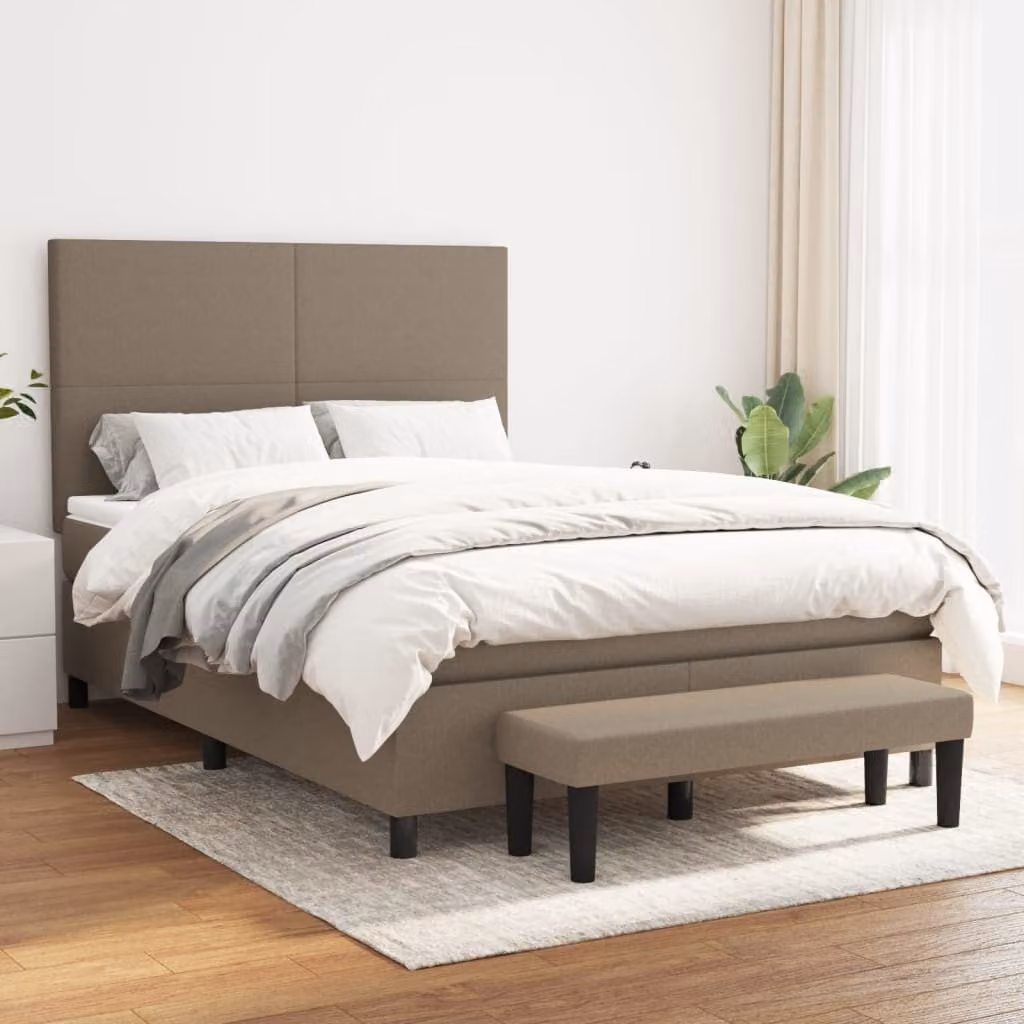 Maison Exclusive - Giroletto a Molle con Materasso Tortora 140x190 cm in Tessuto