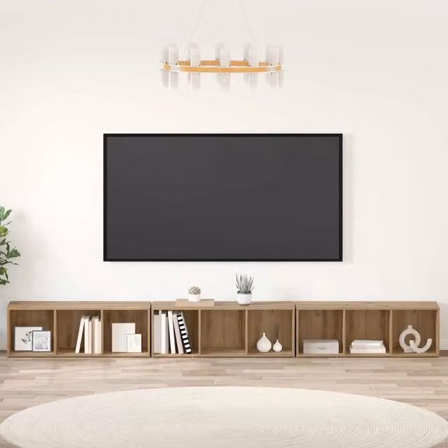Set di mobili TV da parete vidaXL in legno ingegnerizzato stile rustico colore rovere marrone opaco
