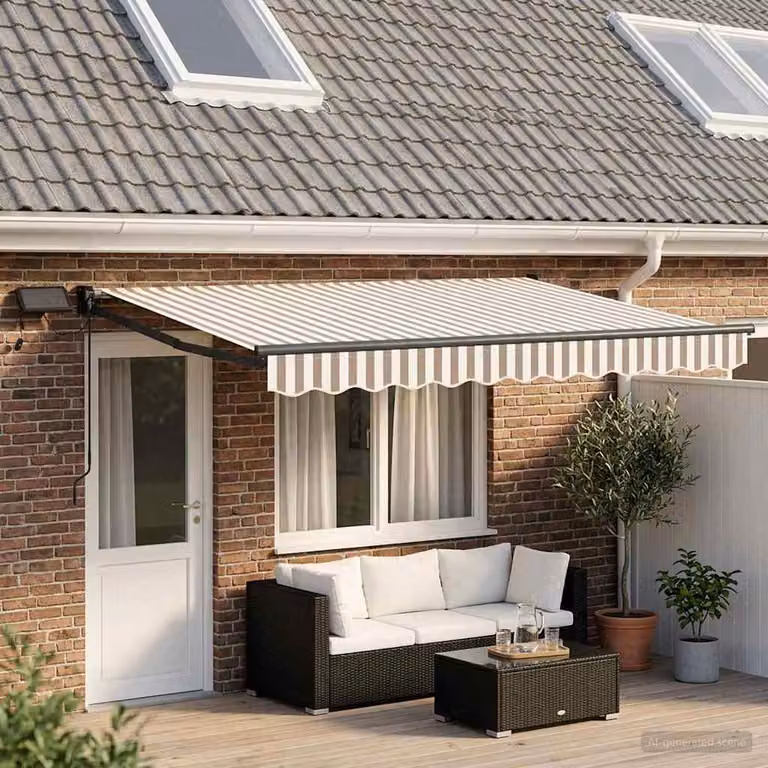 Tenda retrattile manuale con LED vidaXL in poliestere, colori grigio, bianco e antracite, con struttura in acciaio e alluminio, montaggio a parete