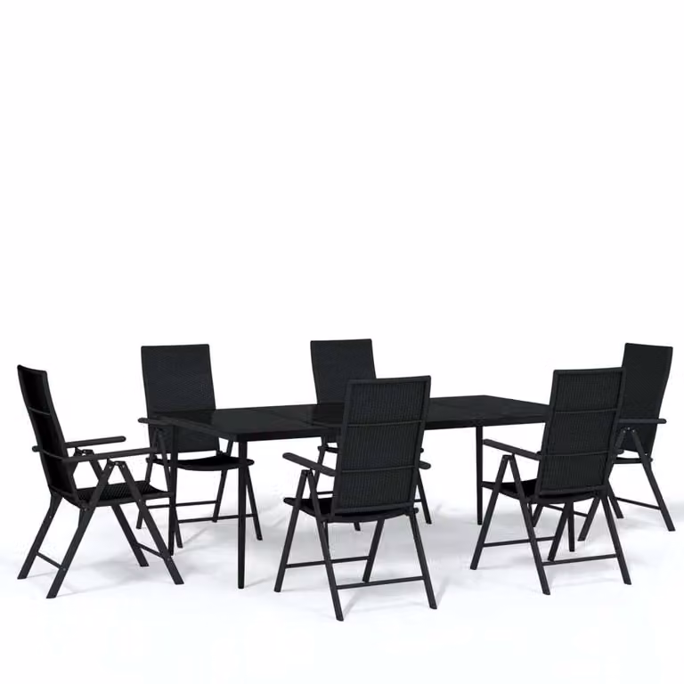 Set Mobili da Pranzo per Giardino 7 pz Nero