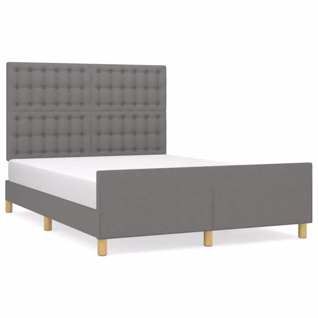 vidaXL Giroletto senza Materasso in Tessuto Grigio con Struttura in Legno di Larice L/P/H: 140 x 200 x 146 cm – 2