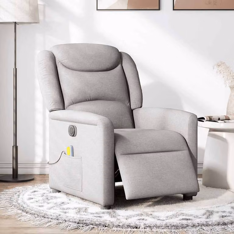 vidaXL Poltrona Reclinabile Massaggio Elettrica Grigio Nuvola Tessuto
