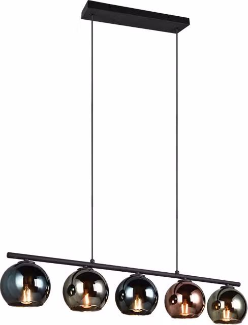 Lampada a sospensione Sheldon di Trio Leuchten in metallo e vetro, nero e multicolor, L 83 cm
