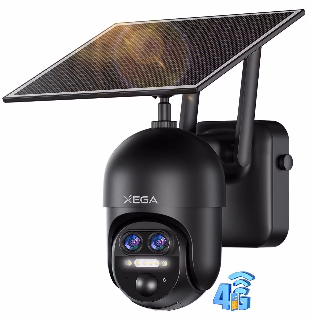 Telecamera di sicurezza esterna 4G LTE - Pannello solare - Zoom 12x - Risoluzione 2K HD - Materiale: ABS