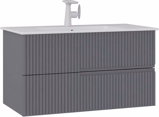 Mobile lavabo Moonlight 90 v2 Hanah Home, Grigio opaco, L: 91 cm, P: 51 cm, H: 51 cm – 1