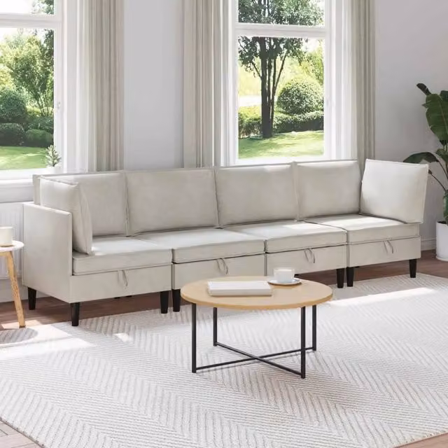 Set di mobili per il soggiorno 4 pz Crema Velluto 3413764