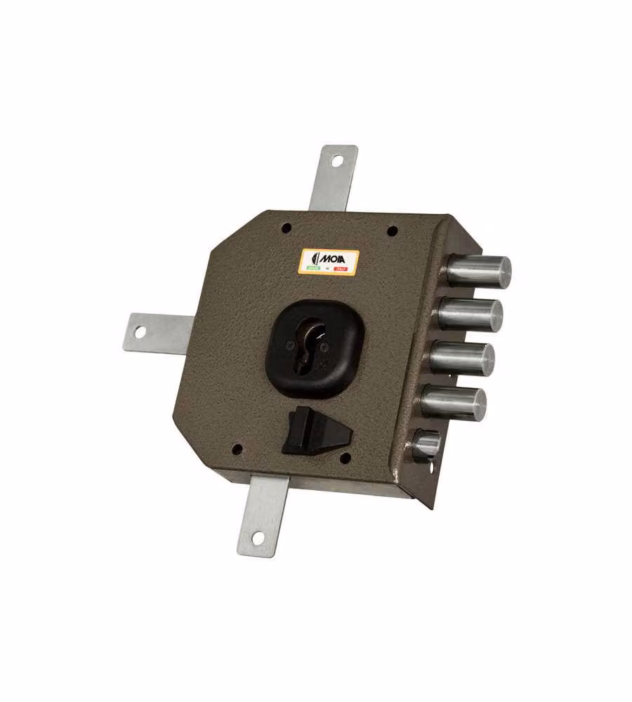 Serratura per porta Moia G456 a cilindro con chiave quintupla, lato destro, colore bronzo