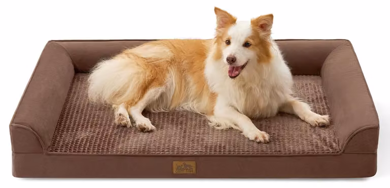 Cuccia ortopedica per cani, taglia XL, 112x81x18 cm, forma a U, lavabile, color marrone