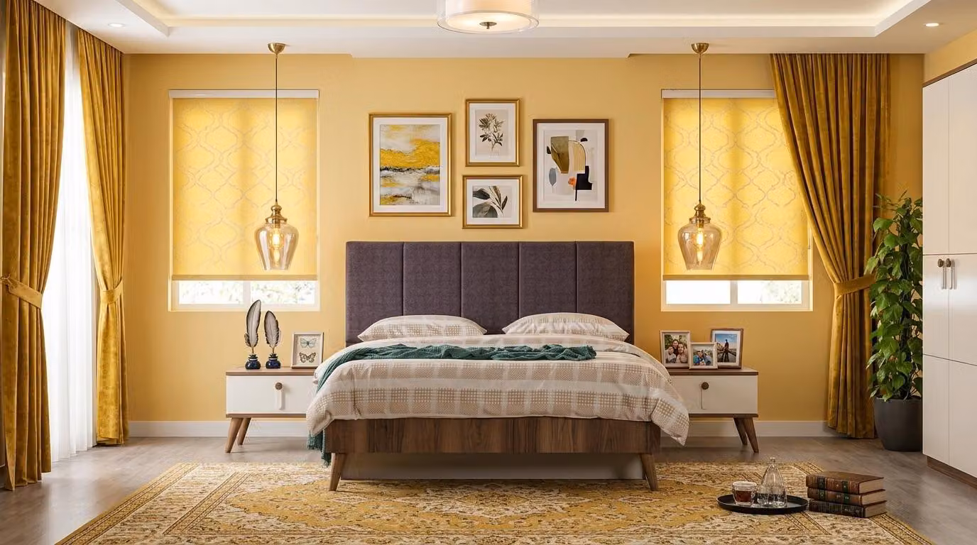Set per camera da letto: letto, testiera, 2 comodini, design moderno, colore bianco, comfort