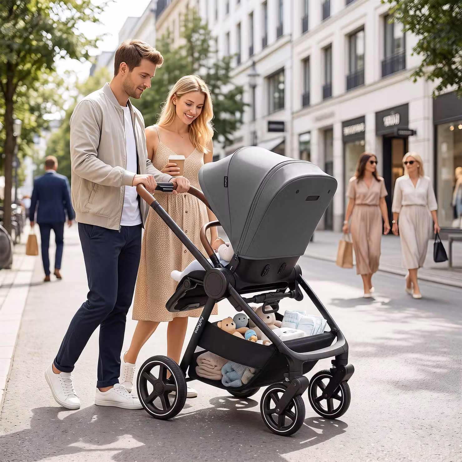 Passeggino pieghevole 2 in 1 Costway per bambini da 6 a 36 mesi con tettuccio allungabile, modello leggero da viaggio, Grigio