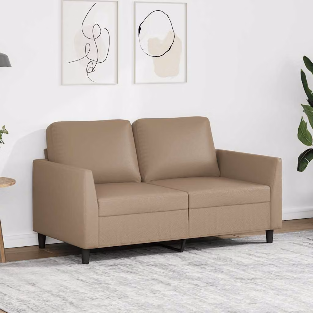 vidaXL Divano a 2 Posti Moderno in Similpelle Beige e Marrone con Struttura in Metallo L: 140 cm