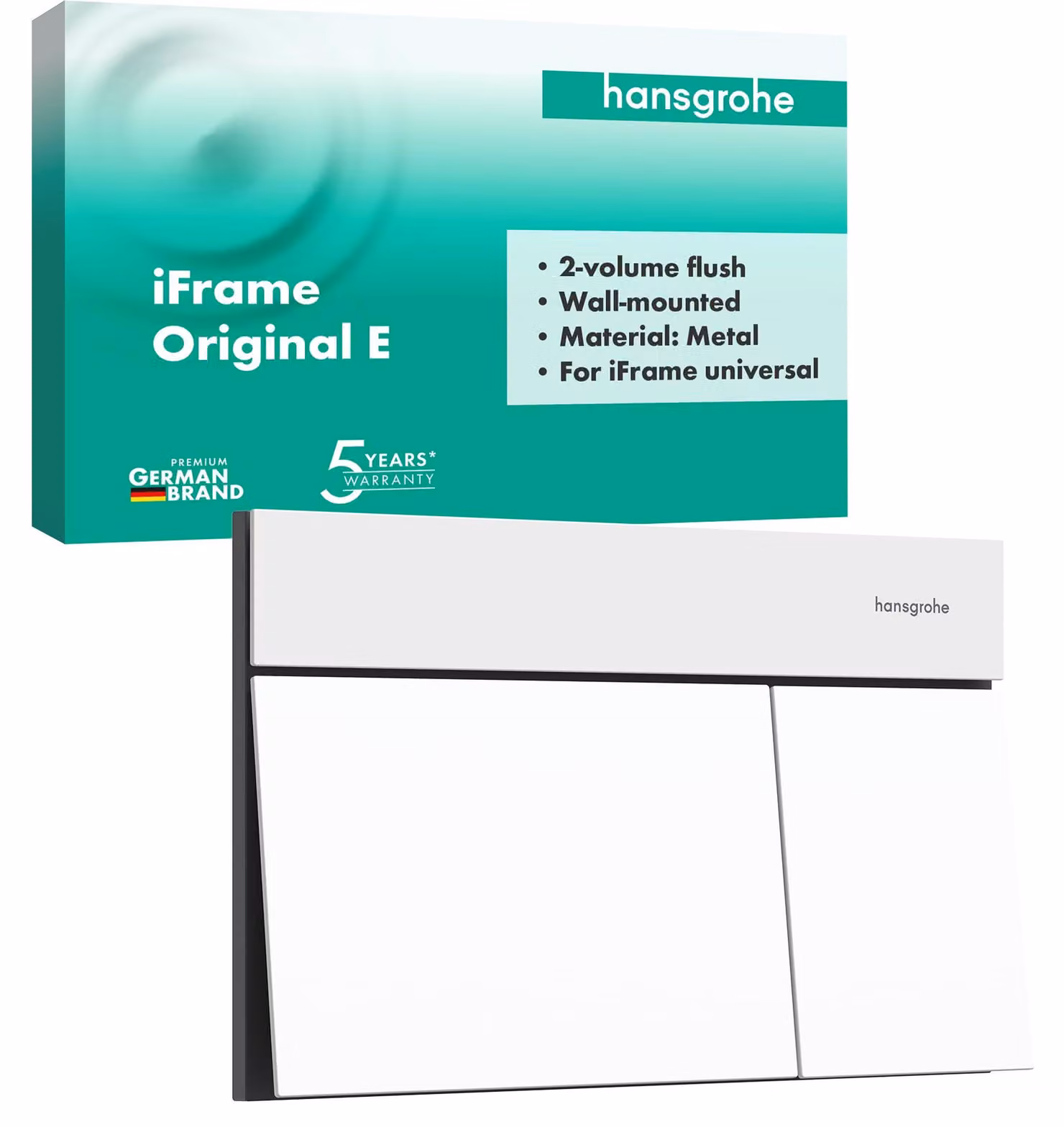 Pulsante per WC in metallo, a doppio scarico, finitura opaca bianca, compatibile con iFrame