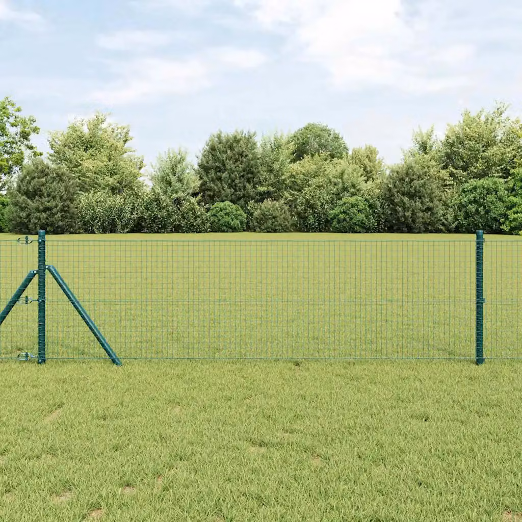 Recinzione a rete saldata vidaXL in acciaio e PVC verde da fissare a terra L: 50 m, H: 0,6 m – 1