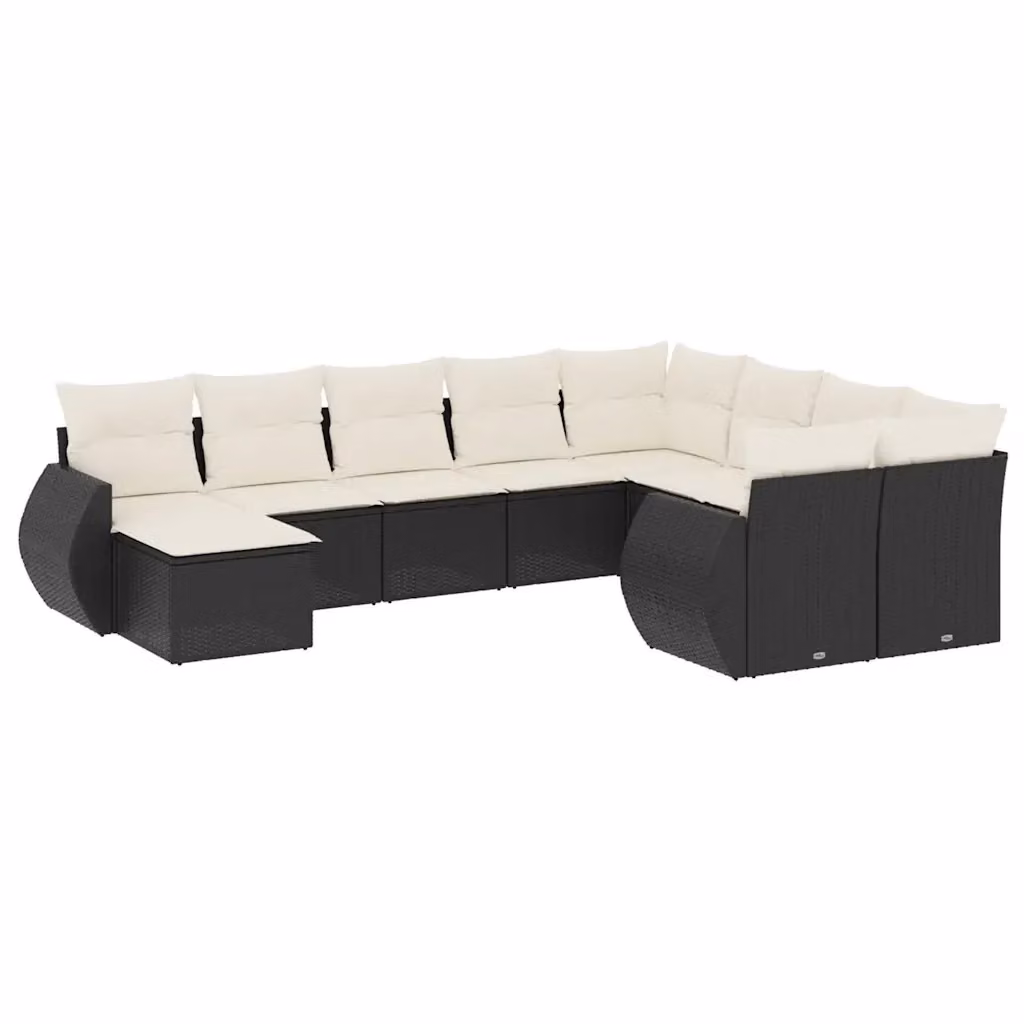 Set di divani da giardino vidaXL con cuscini e tavolino da esterno in rattan e metallo nero – 2