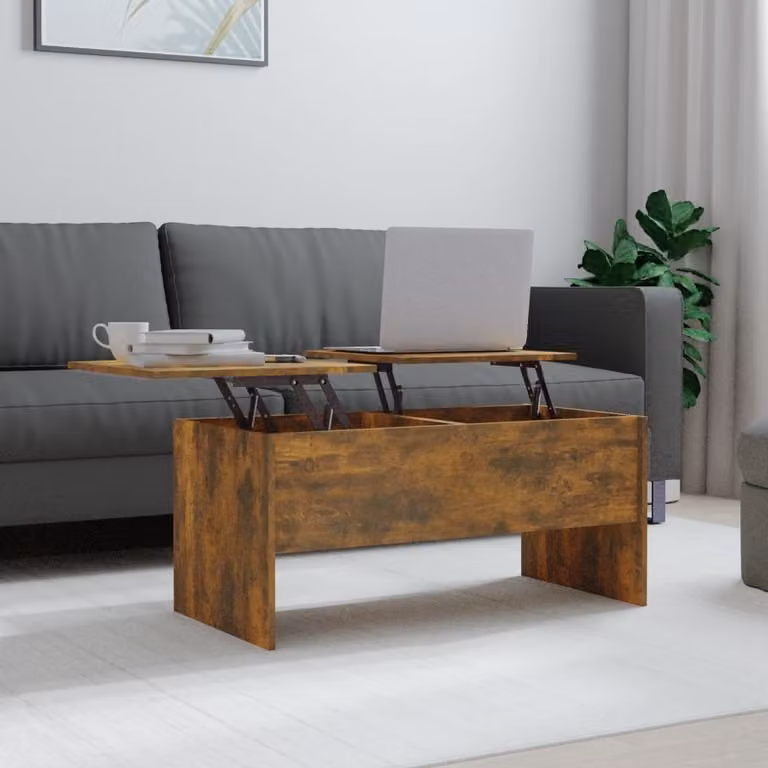 Tavolino The Living Store in rovere fumé 102x50,5x46,5 cm Materiale a base di legno