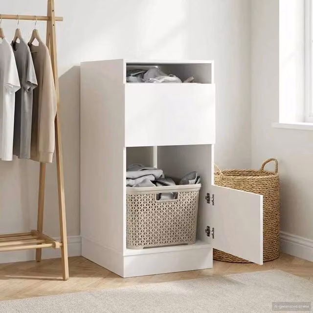 Mobile da lavanderia e bagno vidaXL bianco moderno con ante e ripiani L/P/H: 50 x 68 x 102 cm – 1
