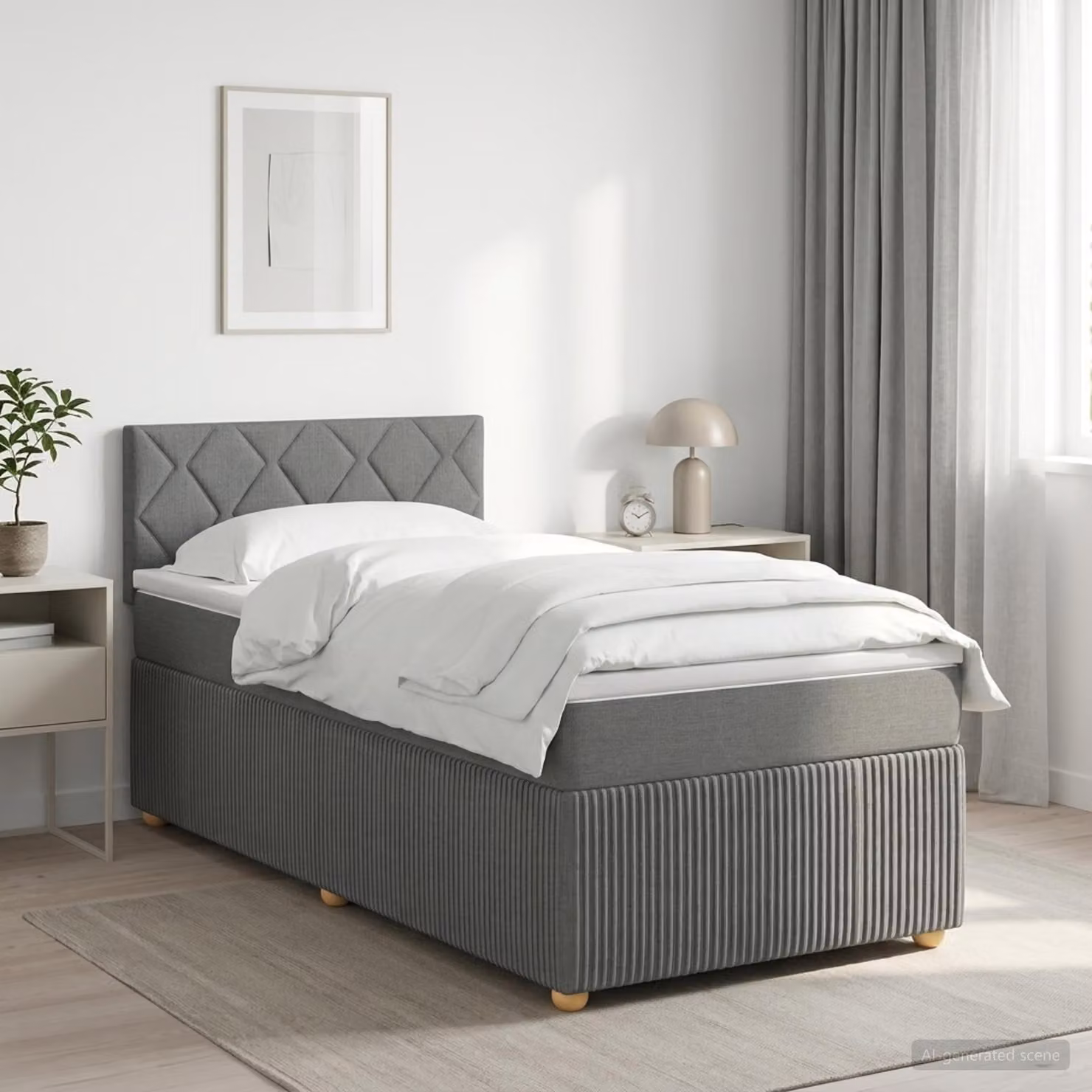 Maison Exclusive - Letto boxspring con materasso grigio scuro 100 x 200 cm tessuto