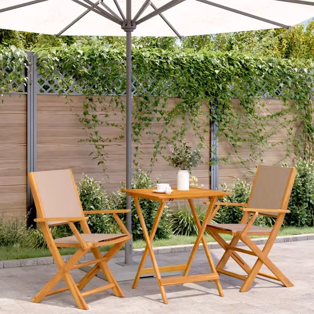 Set da Bistrot 3 Pezzi vidaXL in Legno di Acacia Olio Beige per Giardino e Terrazzo – 1