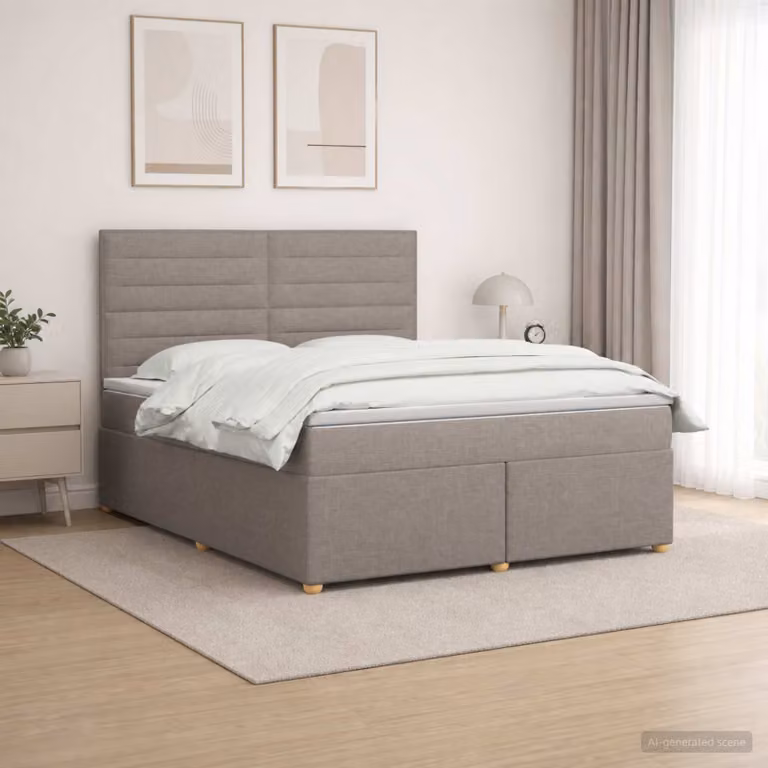 Letto box spring con materasso ibrido vidaXL in tessuto con illuminazione sottostante e porta USB L/P: 180 x 200 cm