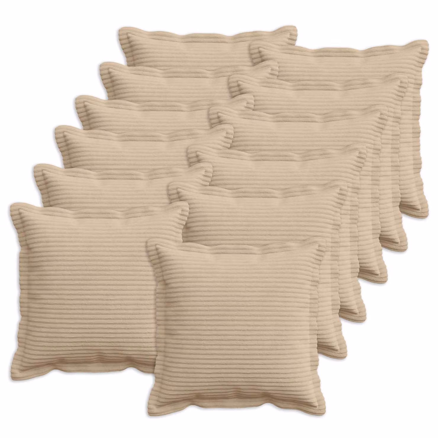 Set di 12 federe vidaXL HOUTEN in velluto a coste, colore tortora, L 40 x P 40 cm