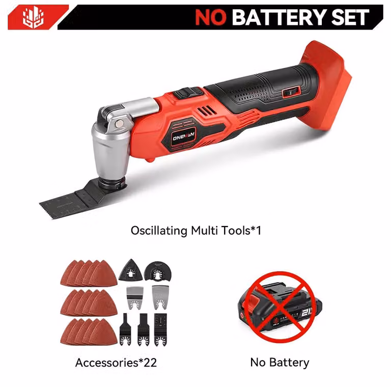 Multifunzione – Utensile oscillante elettrico – 6 livelli di velocità – Alimentato a batteria – Senza fili – Portatile – Compatibile con batterie da 18 V – Senza batteria